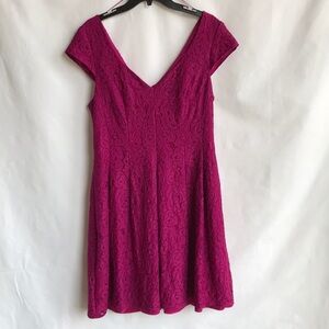 Adrianna Papell hot pink sleeveless lace dress, 14